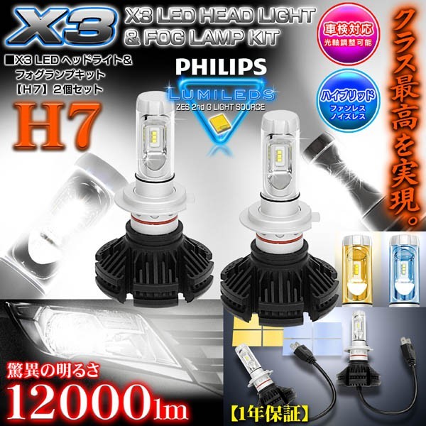 最新版/スバル/H7/X3 PHILIPS 12000LM/LEDヘッドライトキット/1年保証_画像1