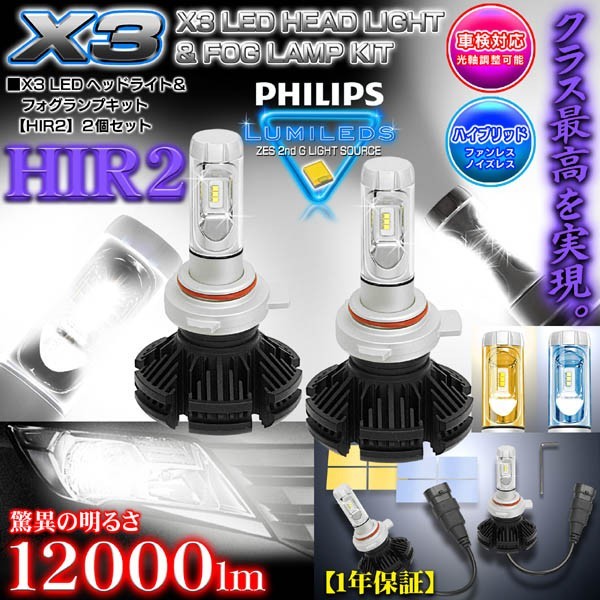 最新版/HIR2(9012)/X3 PHILIPS 12000ルーメン/LEDヘッドライト&フォグランプキット_画像1