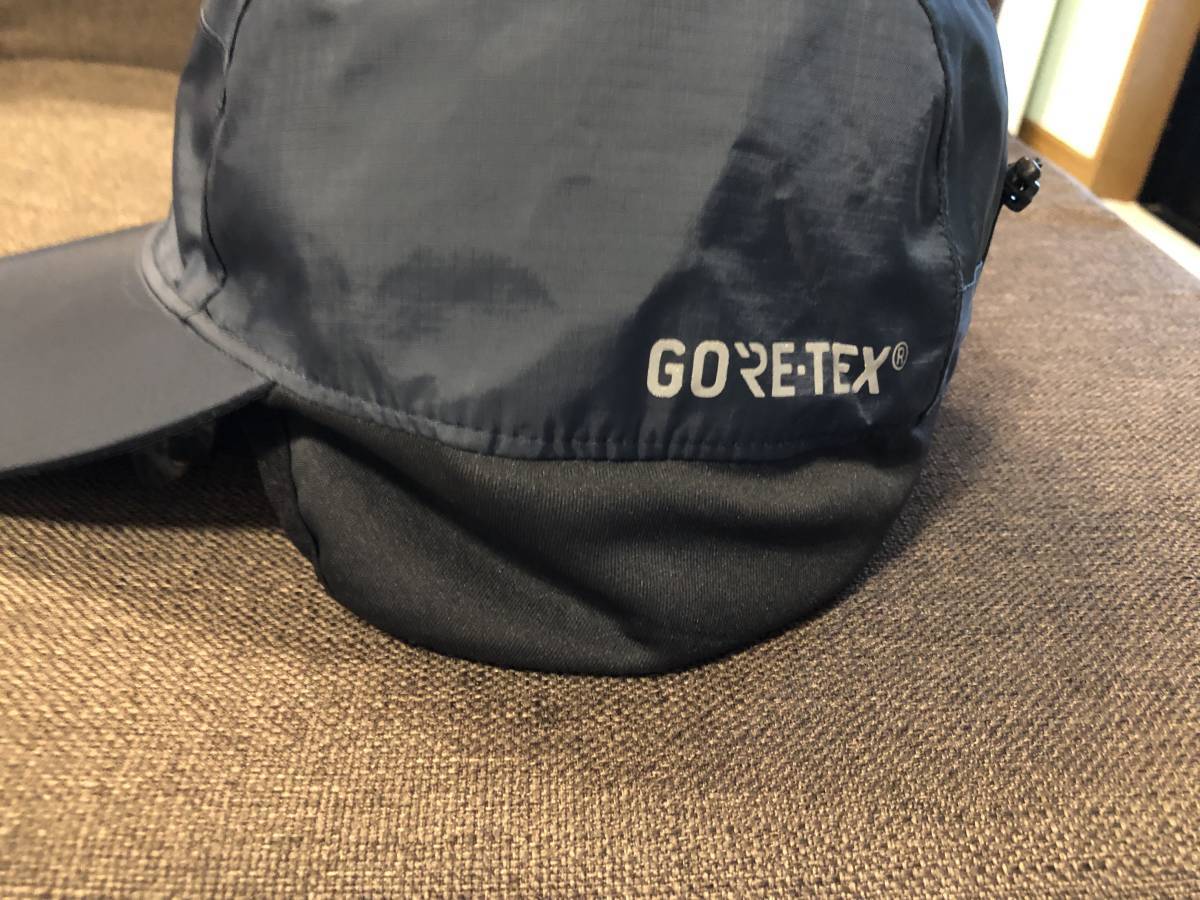 新品　防水透湿（耳当て部分以外）GORE-TEX　トレッキングハッツ耳当て付き　風でも飛ばないドローコード絞り　Lネイビー_画像9