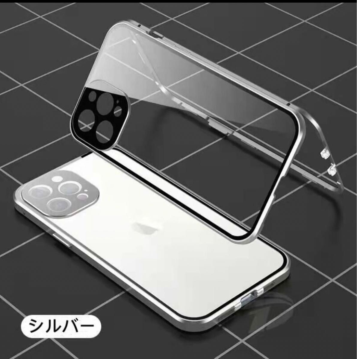 iPhone12ケース iPhone12proケース 覗き見防止レンズカバー一体型 アルミ合金 ロック機能 耐衝撃 両面ガラス