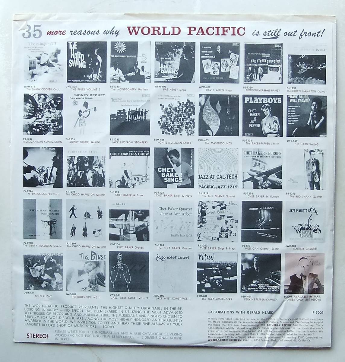 ◆ The GERRY MULLIGAN Song Book, Vol.1 ◆ World Pacific STEREO-1001 (gold:dg) ◆_画像6