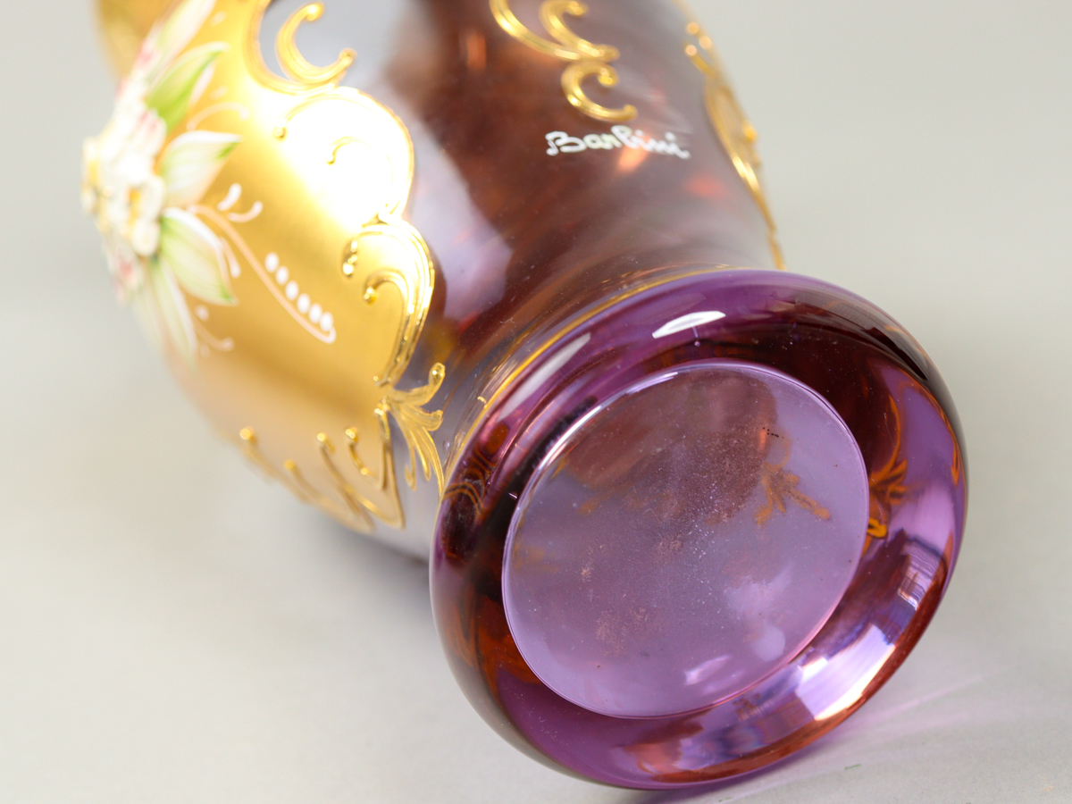 m4o6 ベネチアンガラス エナメル彩 パープル 花瓶 28cm_画像10