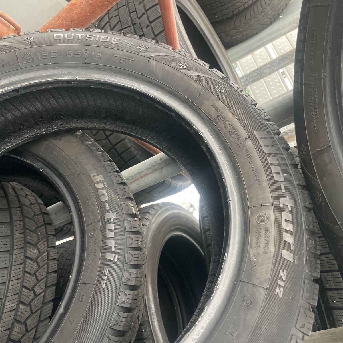 ☆送料無料☆ 155/65R14 ハイフライ WIN-TURI 212 中古スタッドレスタイヤ４本セット　2019年製_画像9