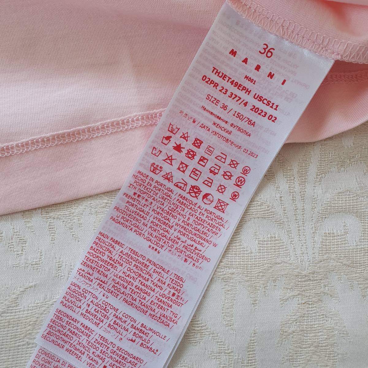 【【新品・未使用】MARNI KIDS ロゴプリントコットンTシャツ　ピンク　IT36　THJET49EPHUSCS11 LOC13_画像9