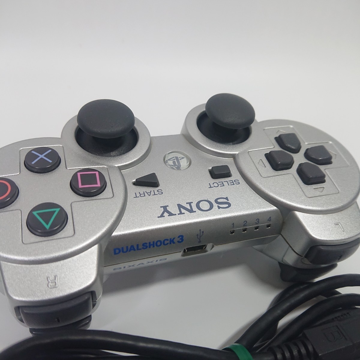 【清掃済み】PS3 純正 コントローラー DUALSHOCK3 SONY デュアルショック3 USBケーブル シルバー_画像7