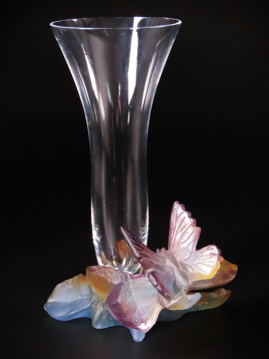 【ONE'S】Daum France ドーム フランス クリスタル 最高級作品 立体造形 フラワーベース 高21.2cm 花瓶 グラス オブジェ 飾物 西洋美術_画像2