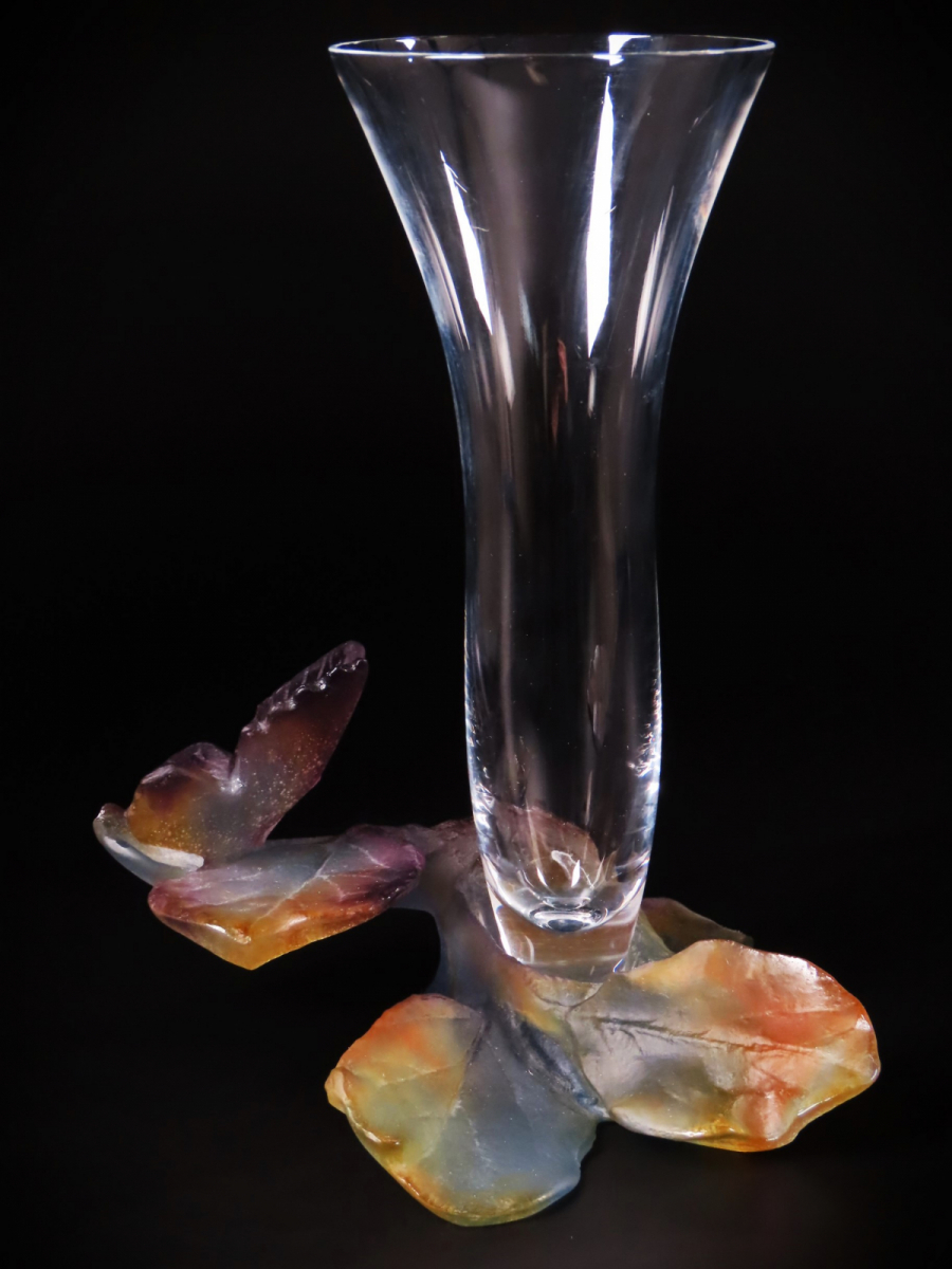 【ONE'S】Daum France ドーム フランス クリスタル 最高級作品 立体造形 フラワーベース 高21.2cm 花瓶 グラス オブジェ 飾物 西洋美術_画像5