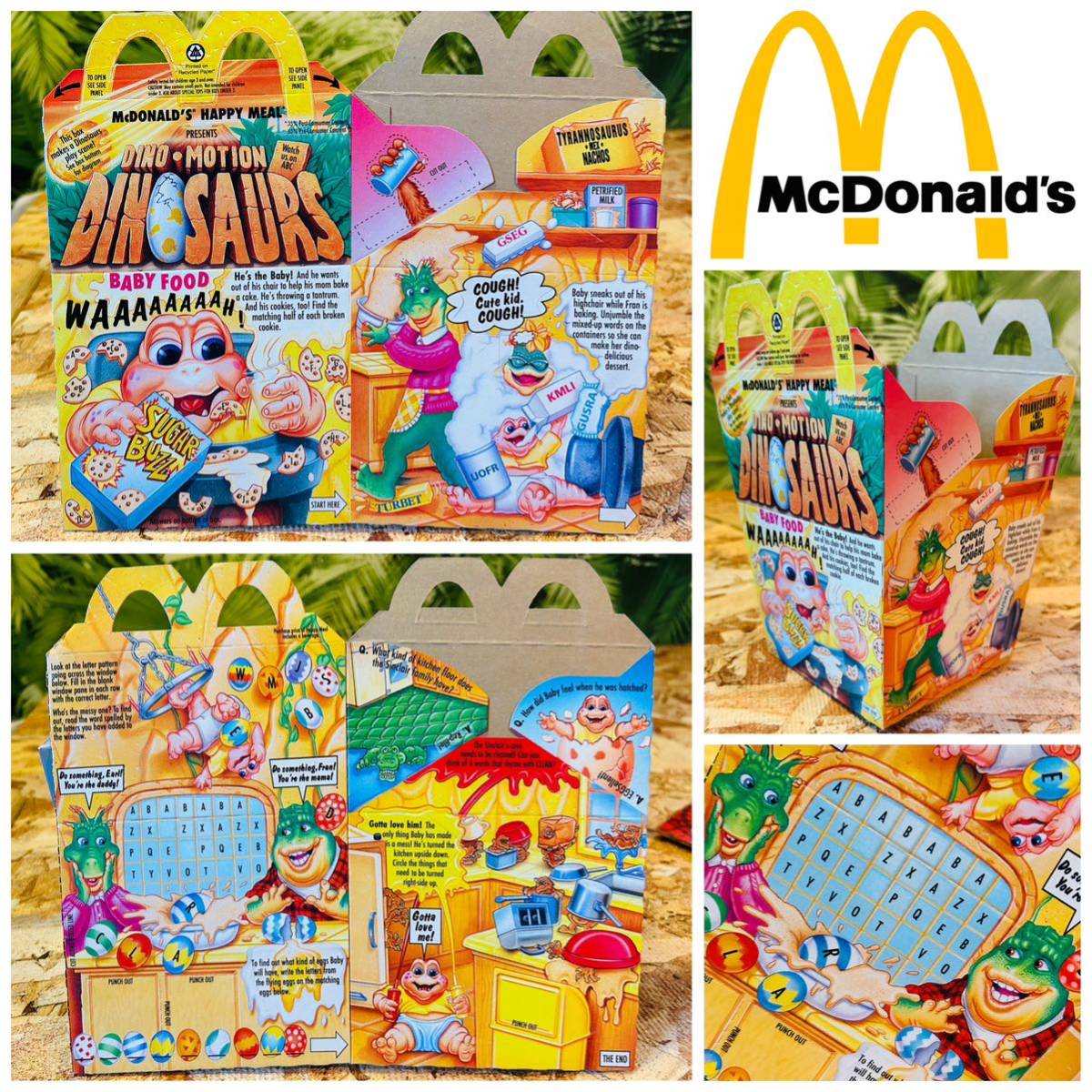 90' McDonalds Jim Henson DINOSAURS Happy Meal boxes②◆ビンテージマクドナルド◇恐竜家族◆ハッピーミールボックスベイビーシンクレア_画像1