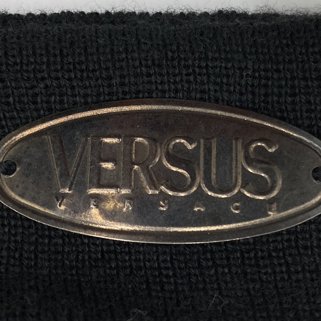 ko0128/01/74 1円～ L ヴェルサーチ VERSUS VERSACE ニットキャップ イタリア製 ブラック 黒 無地 メンズ ポリアミド _画像9