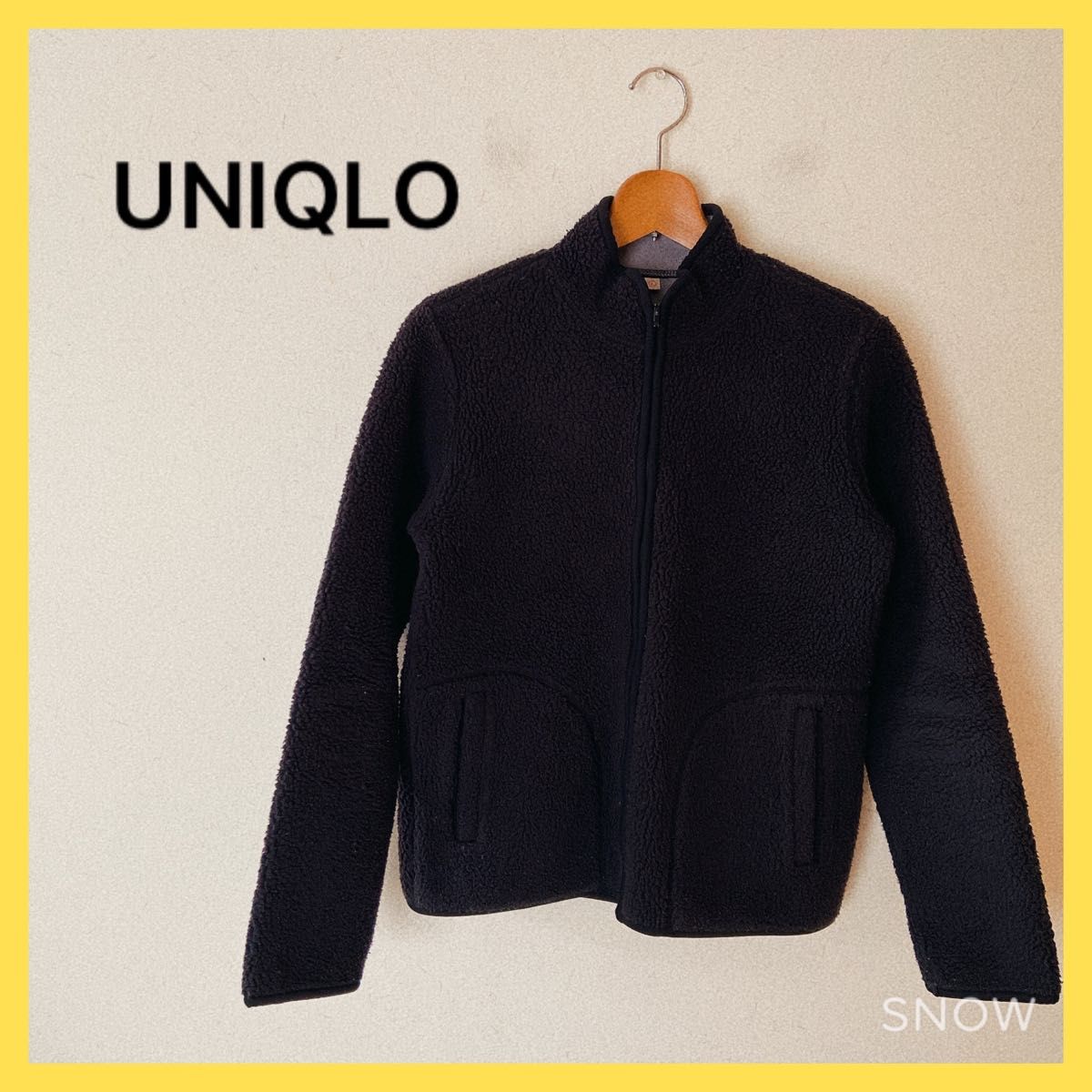 UNIQLO ユニクロ フリース ジップアップ ジャケット ボア 黒 秋冬　レディース　サイズLメンズパンツ