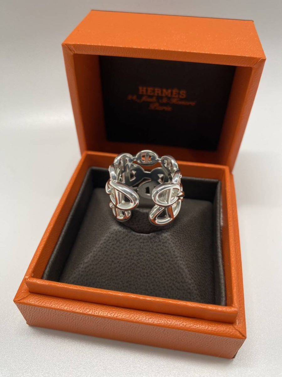 未使用新品】HERMES エルメス シルバーリング シェーヌダンクル 未使用新品】HERMES エルメス シルバーリング シェーヌダンクル