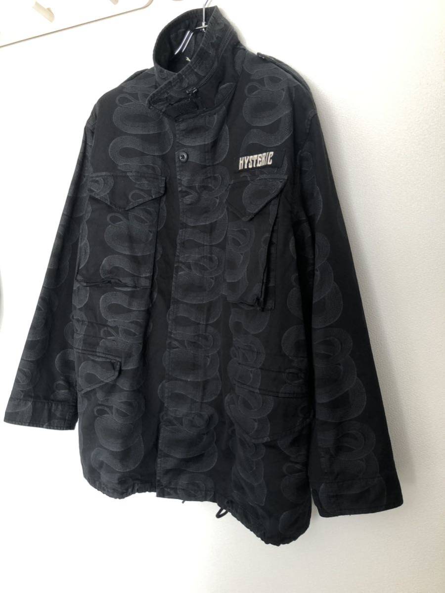 HYSTERIC GLAMOUR SNAKE LOOP柄 M65 ヒステリックグラマー　スネークループ　ブラック　フィールドジャケット　XL ウミヘビ 蛇柄 パイソン_画像7