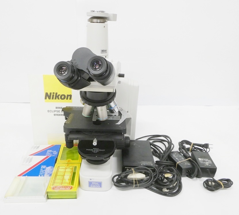 02 65-586789-19 [Y] Nikon ニコン Eclipse エクリプス E600 研究用顕微鏡 接眼レンズ 説明書 付属品多数付き 旭65_画像1