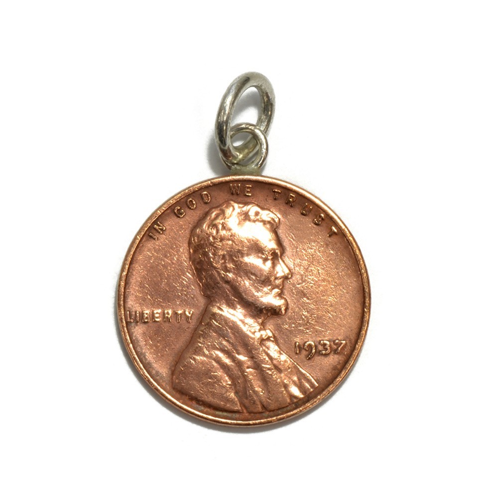 ペンダントトップ シルバー925 リンカーンホィートペニー1セント硬貨ペンダント 表面:リンカーン 裏面:ONECENT 1909年～1958年 ヘッドのみ_画像1