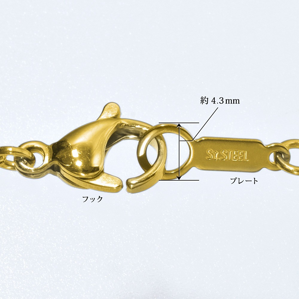 ネックレス チェーン サージカルステンレス 316L 金色 角ルーズロープチェーン 幅3.2mm 長さ70cm_画像4