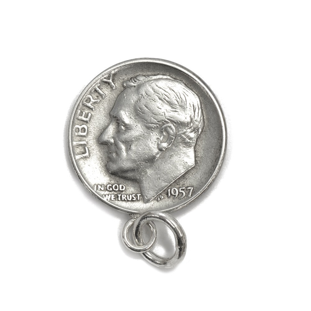 ペンダントトップ シルバー925 ルーズベルトダイム10セント硬貨ペンダント 表面:松明 裏面:ルーズベルト 1946年～1964年 ヘッドのみ_画像2