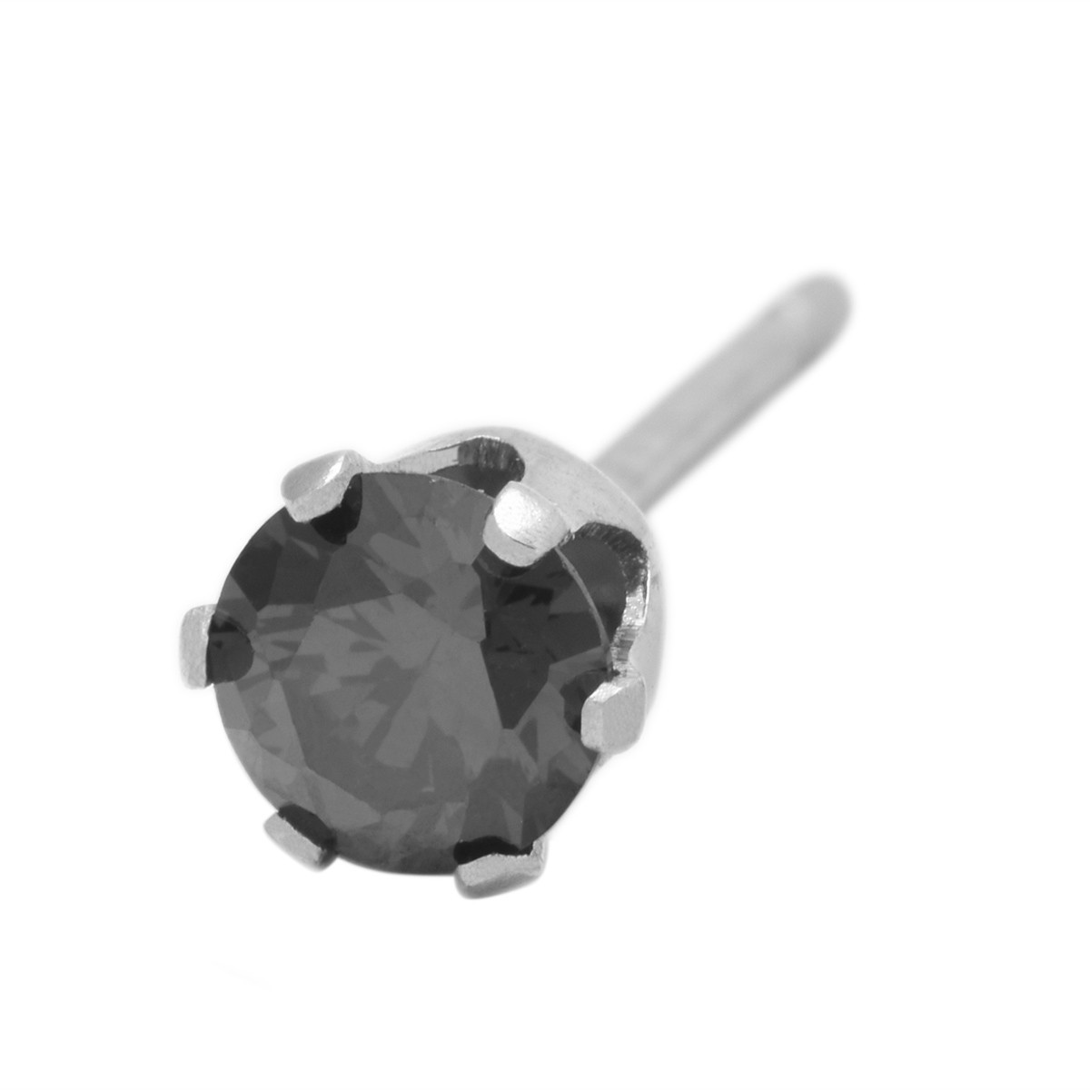 【バラ売り/1個】 ピアス サージカルステンレス キュービックジルコニアのスタンダードなピアス 石：4.0mm 黒_画像1