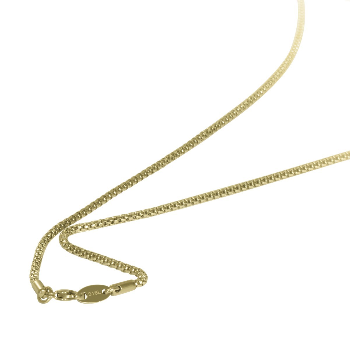  chain necklace surgical stainless steel 316L gold color double Venetian chain width 2.4mm length 40cm