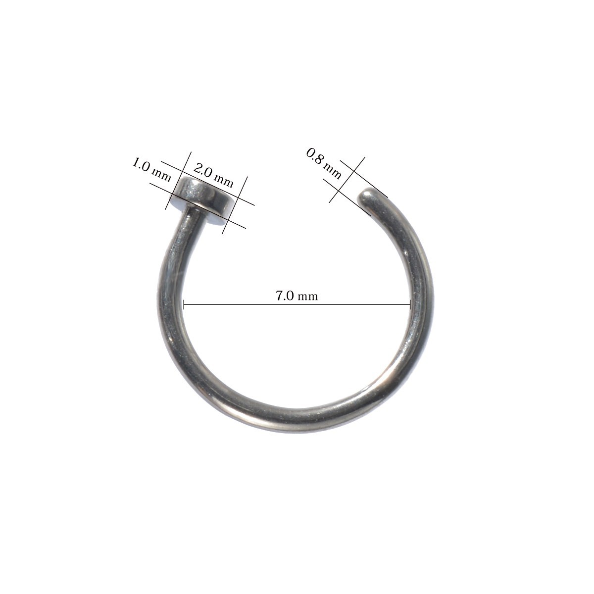 [ продажа по отдельности /1 шт ] пирсинги titanium нос серьги no -тактный liru кольцо standard body серьги 20 мера внутренний диаметр 7.0mm Flat 2.0mm серебряный цвет 