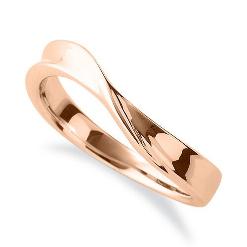 指輪 18金 ピンクゴールド シンプルモダンなウェーブリング 幅3.7mm