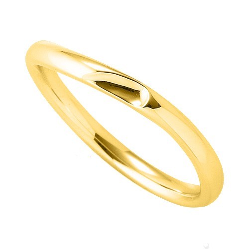 指輪 18金 イエローゴールド 窪みのあるウェーブリング 幅2.4mm