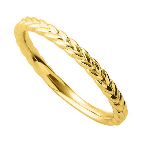 指輪 18金 イエローゴールド 編み込み模様のデザインリング 幅2.0mm