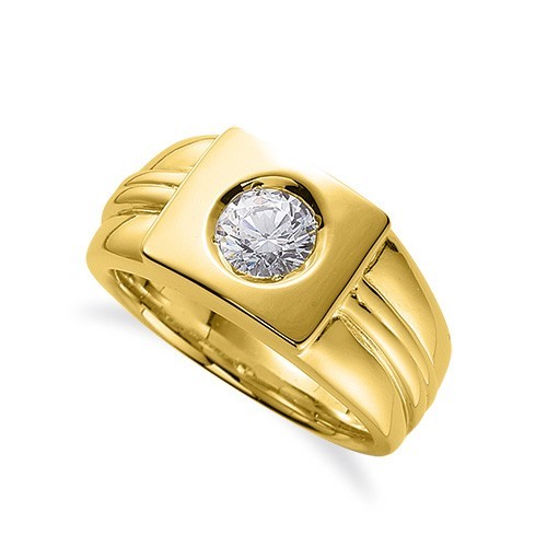 指輪 18金 イエローゴールド 天然石 一粒リング 主石の直径約5.2mm ソリティア_画像1