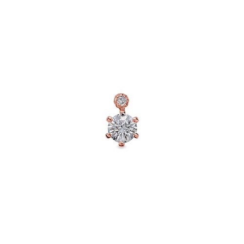 ペンダントトップ 18金 ピンクゴールド 天然石 二粒ペンダント 主石の直径約3.8mm 六本爪留め