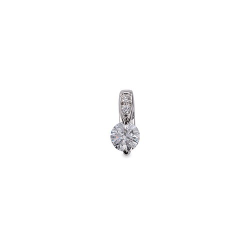 ペンダントトップ PT900 プラチナ 天然石 メレ付きバチカンの一粒ペンダント 主石の直径約5.2mm 二本爪留め