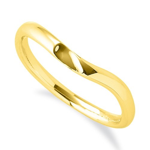 指輪 18金 イエローゴールド 窪みのあるV字リング 幅2.4mm