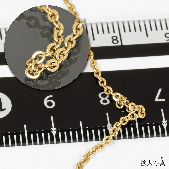 ネックレス チェーン サージカルステンレス 316L 金色 フラット小豆チェーン 幅1.4mm 長さ70cm_画像2