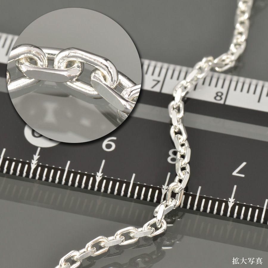 ネックレス チェーン シルバー925 2面カット小豆チェーン 幅2.5mm 長さ60cm｜鎖 銀 Silver アクセサリー レディース メンズ_画像2