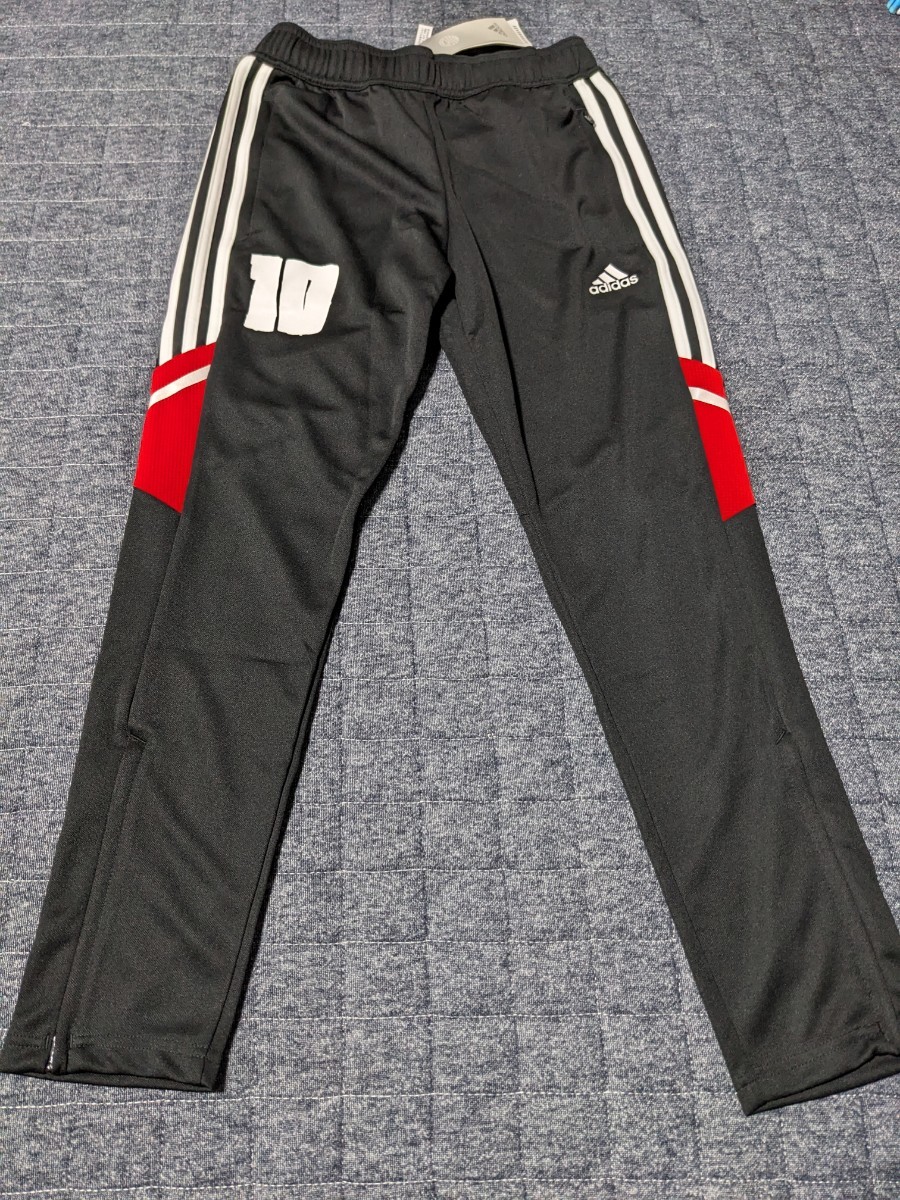 新品 adidas アディダス メッシ ジャージ 150サイズ ブラック トラックパンツ パンツ 黒 ジュニア トレーニングパンツ 10 _画像1