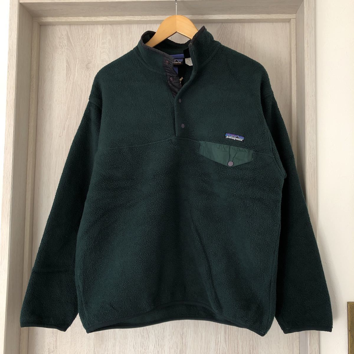 (k) 97年 Patagonia パタゴニア スナップT フリース 緑 グリーン 長袖 サイズM アウトドア