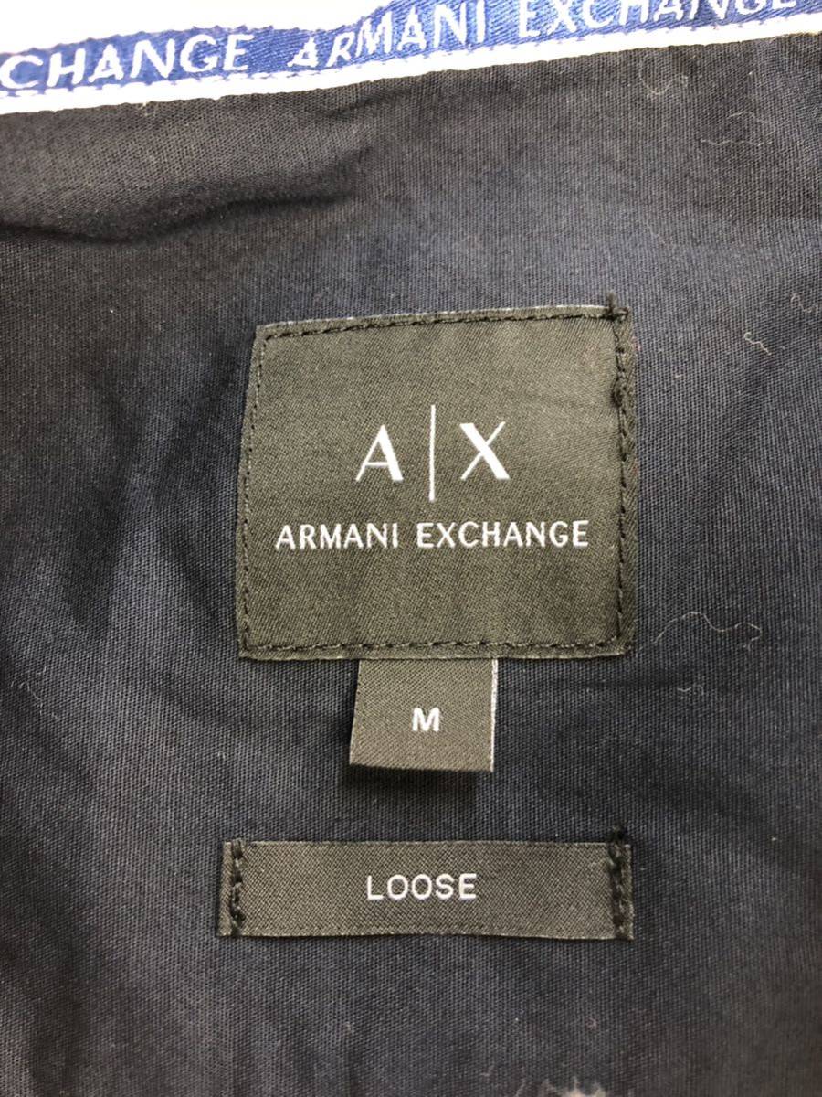 ARMANI EXCHANGEasimeto Lee частота цвет sia футбол рубашка с длинным рукавом белый темно-синий LOOSE мужской Mjoru geo Armani Japan 