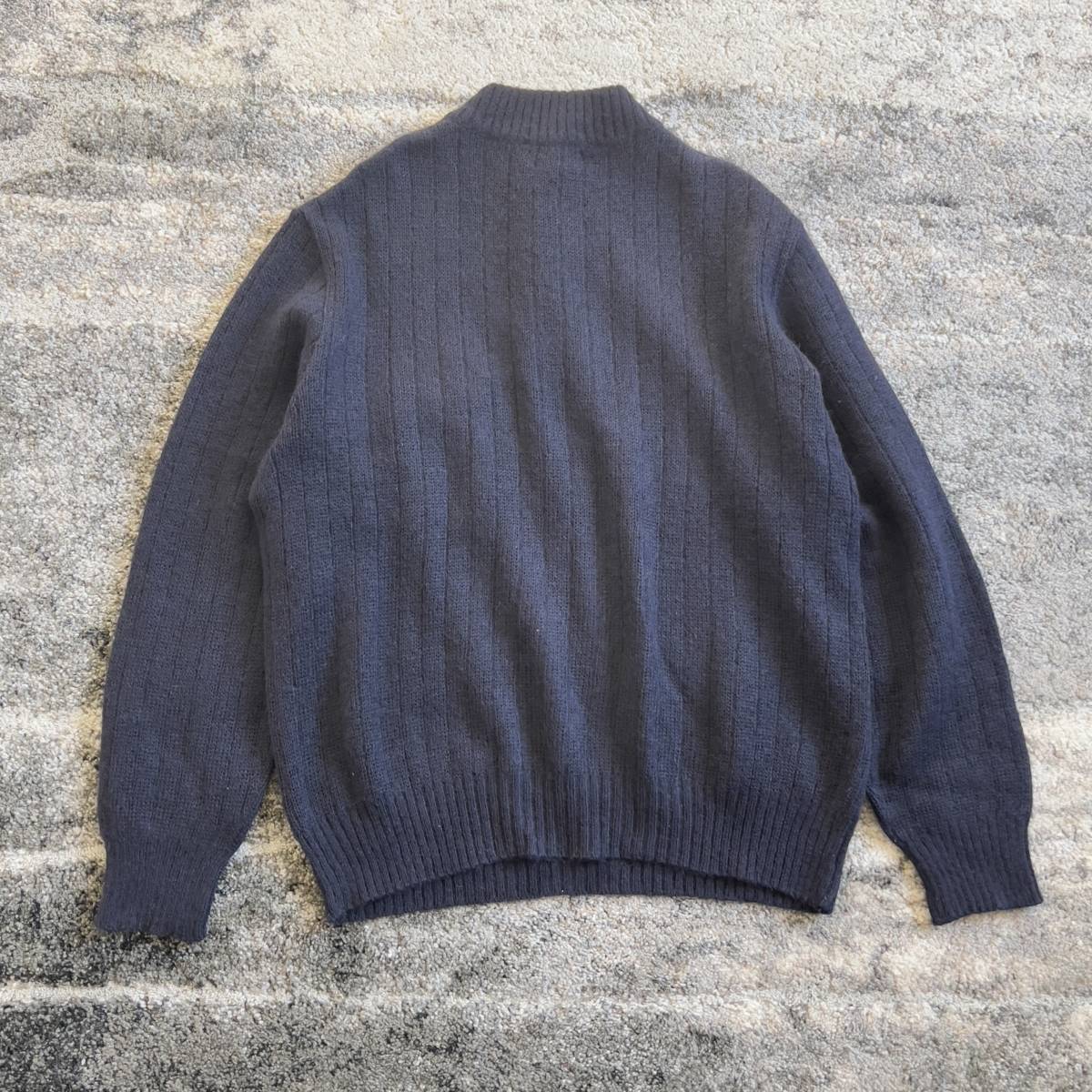 ◆OLD GIVENCHY ヴィンテージ ジバンシー MOHAIR モヘア65％ セーター 4Gロゴ柄レザーボタン ニット knit メンズ ジバンシィ ネイビー