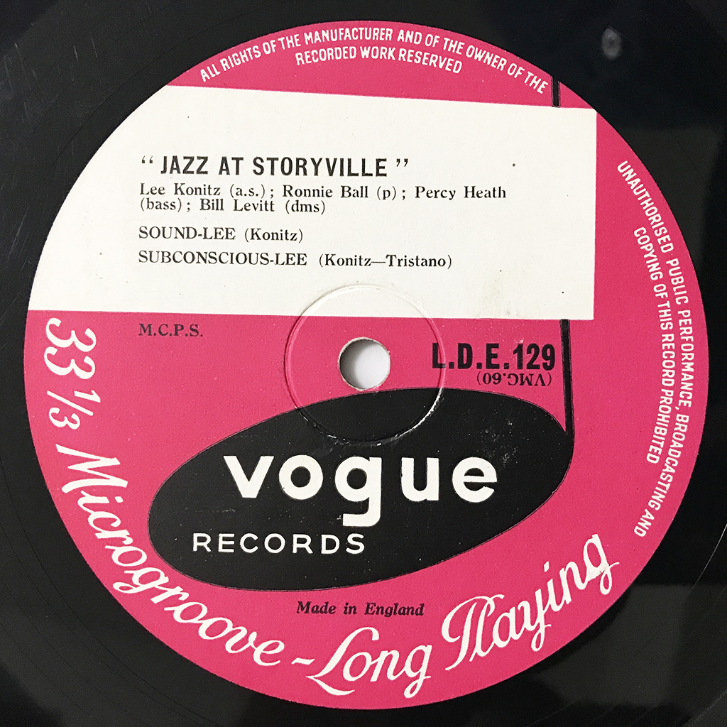 UK イギリス盤 10インチ LP■Lee Konitz■At Storyville■Vogue バート・ゴールドブラット・カヴァー モノラル【試聴できます】_画像6