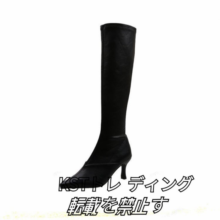  boots lady's long boots high heel po Inte dotu pin heel long height shoes shoes beautiful legs fatigue not 22cm~24.5cm black 