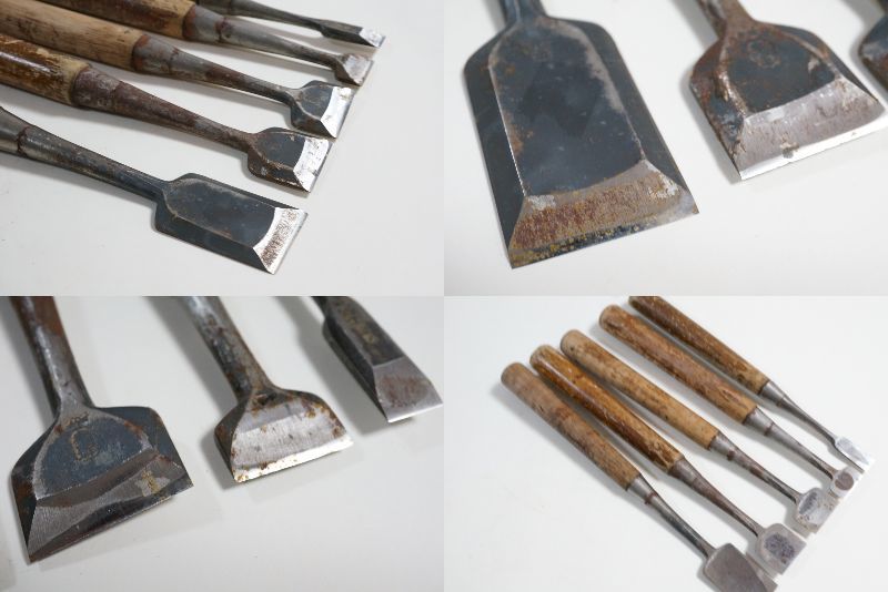 2314_1【送料無料】突き鑿　5本セット　秀近　他　japanese carpenter chisel nomi_画像10