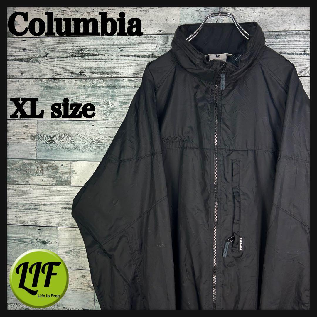 コロンビア 刺繍ロゴ フード付き マウンテンジャケット ブラック XL_画像1