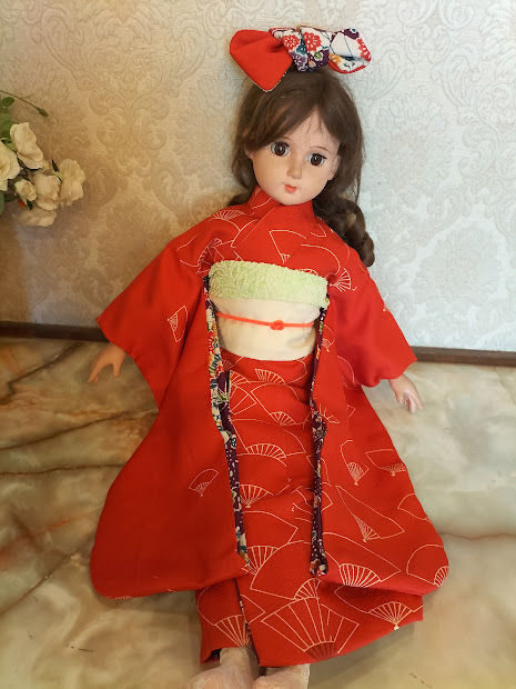  doll . height 60cm rank for reversible tailoring long-sleeved kimono set ( dark red * purple )