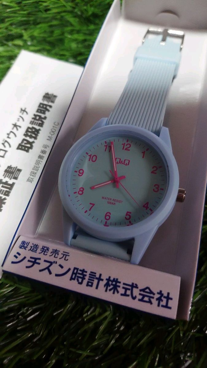 Ｑ&Ｑクォーツ腕時計ライトブルー メンズ