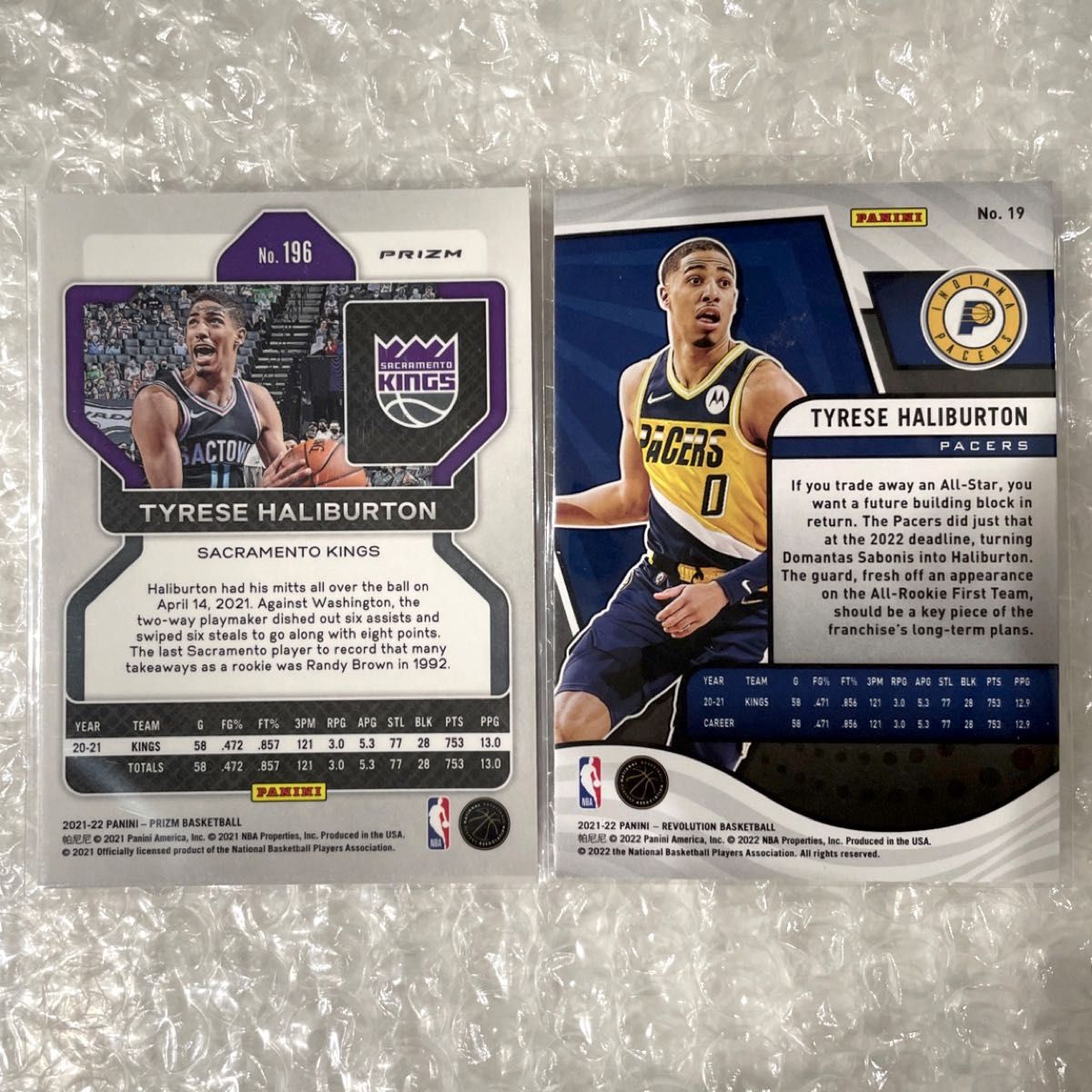 NBA Tyrese Haliburton セット タイリース・ハリバートン Pacers Kings Panini