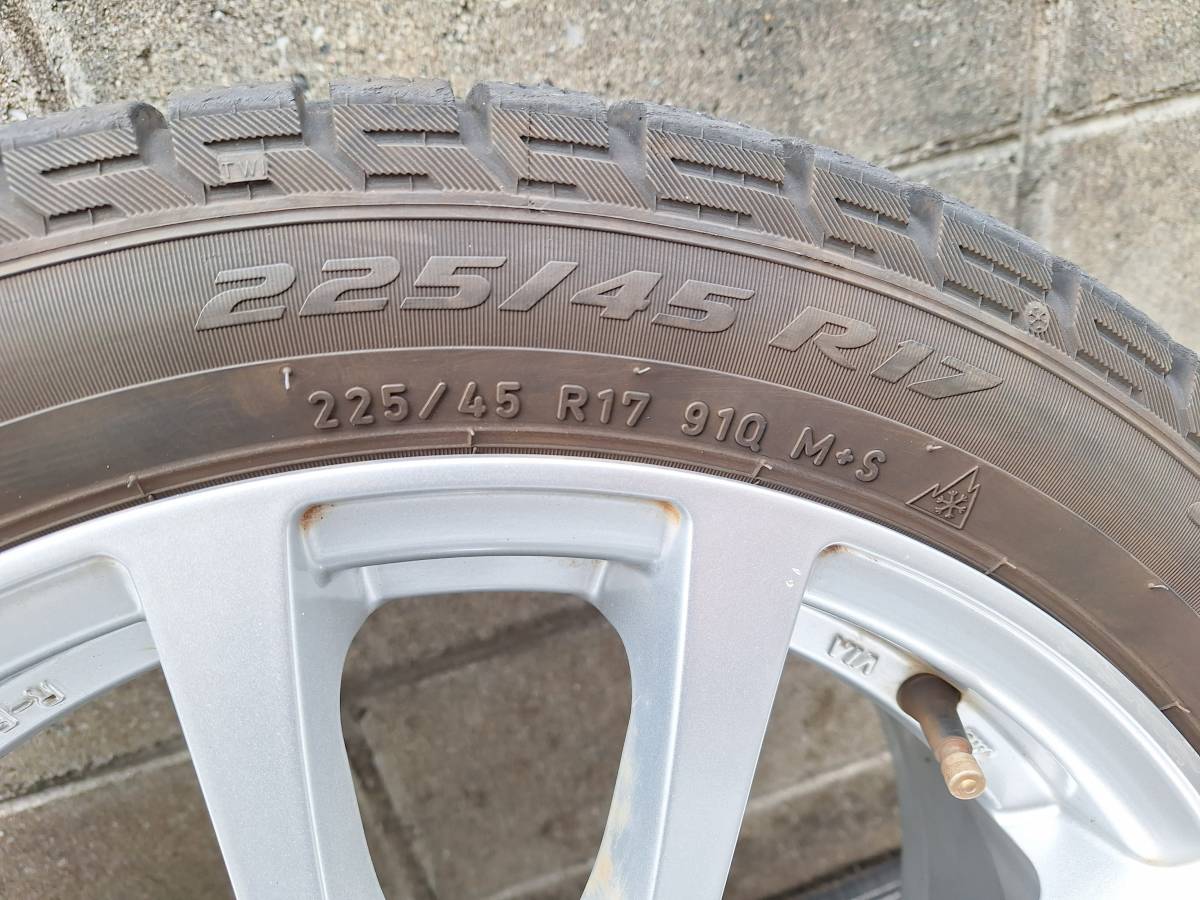 ☆PIRELLI SUTADRESS スタッドレス 225/45R17 2017年製 17x7J PDC112 5穴 アルミホイールタイヤセット フォルクスワーゲン ゴルフ取外し☆_画像7