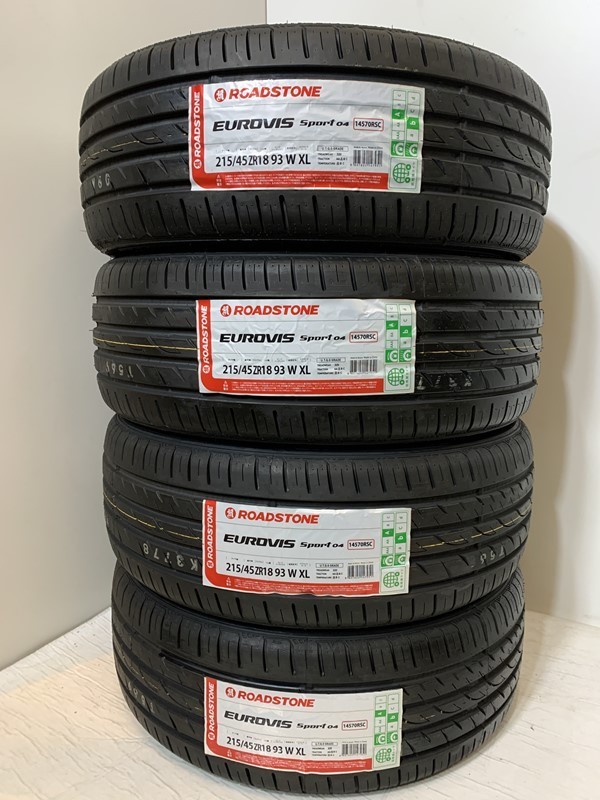 保管袋付 在庫少【送料無料】新品夏タイヤ４本 215/45ZR18 93W XL(SRS003)ROADSTONE EUROVIS sport 04 215/45R18 215/45/18 2022年_画像1