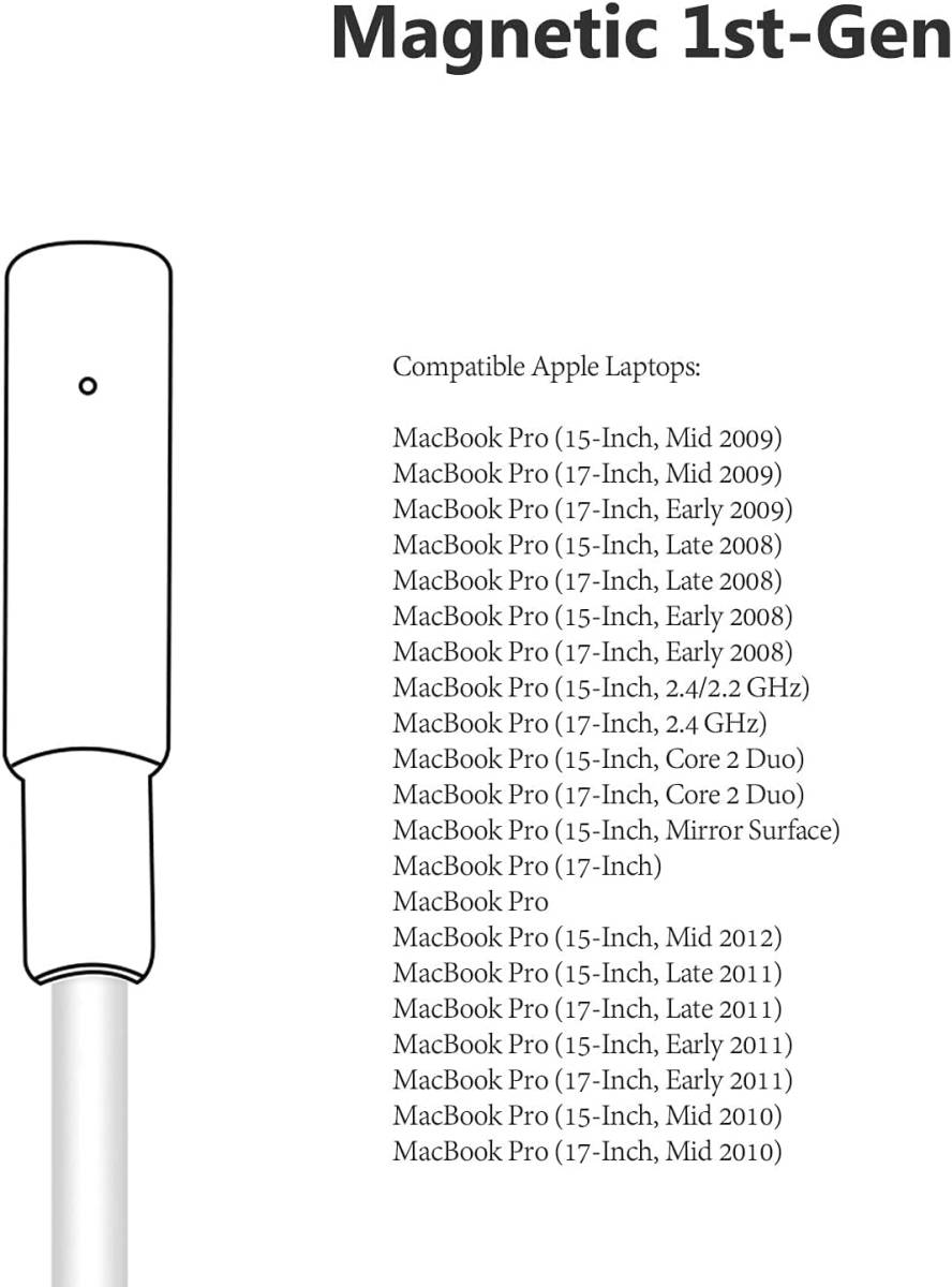 ＃B1【新品☆65W】ミニ交換用充電器 Mac Book Pro 15 17インチ以前 2012年中期以前 磁気第1世代 Lタイプ AC電源アダプターの画像4
