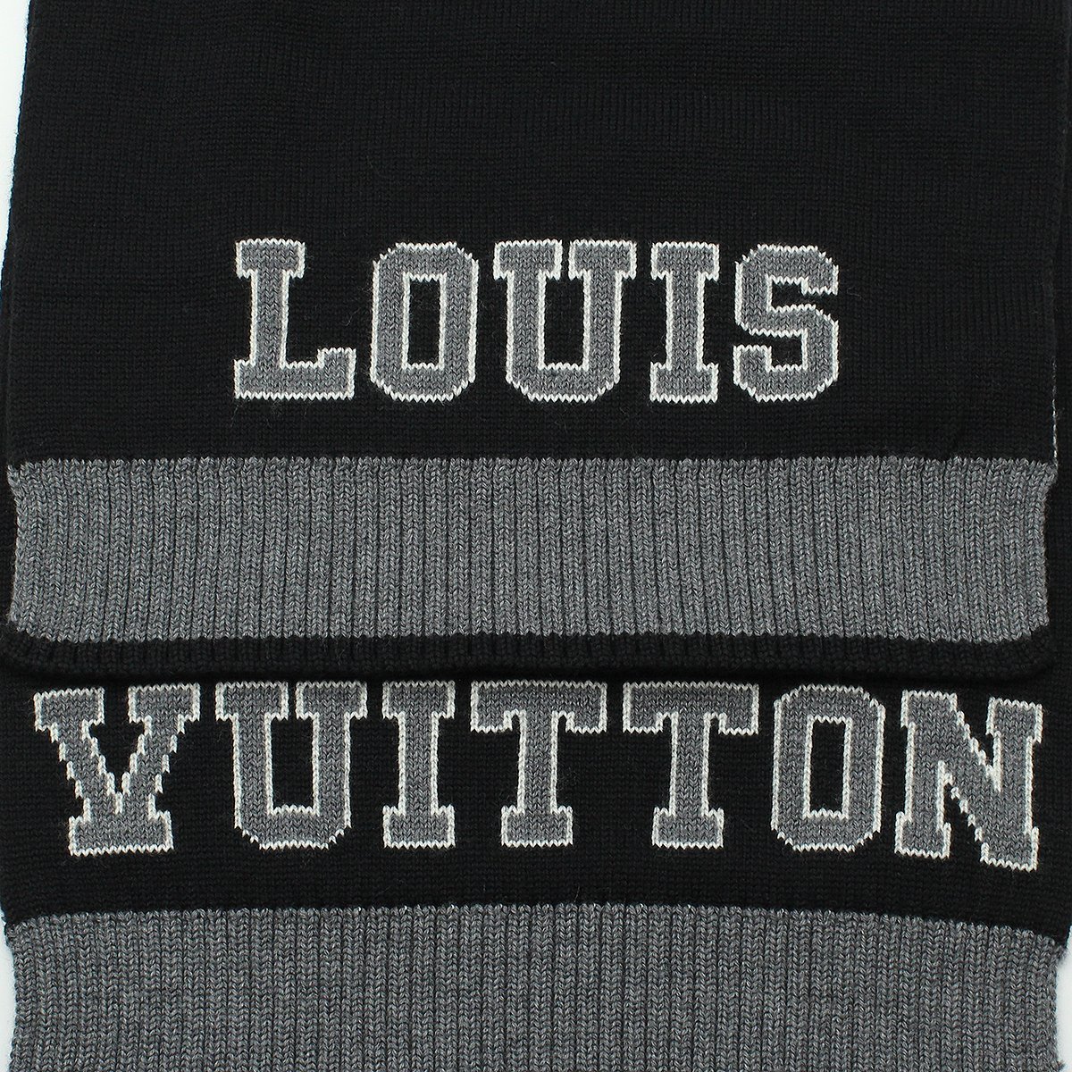 ★C2754 未使用 ルイヴィトン エシャルプ・ルイ ロゴ ウール マフラー M71234 ブラック LOUIS VUITTON 試着のみ メンズ レディース★_画像5