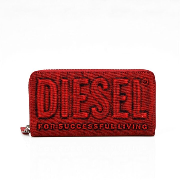 DIESEL ディーゼル 長財布 レッド系 デニム ※現在発送まで約7～9日お時間をいただいております。_画像1