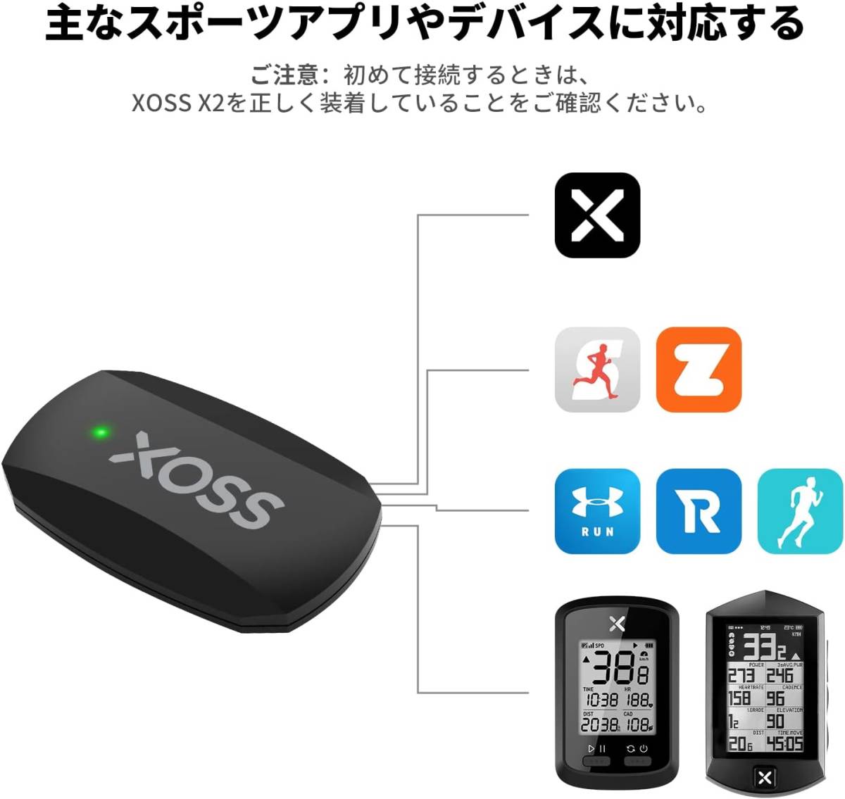 XOSS 心拍センサー ANT+ Bluetooth ワイヤレス ハートレートモニター装着用ベルトの画像3