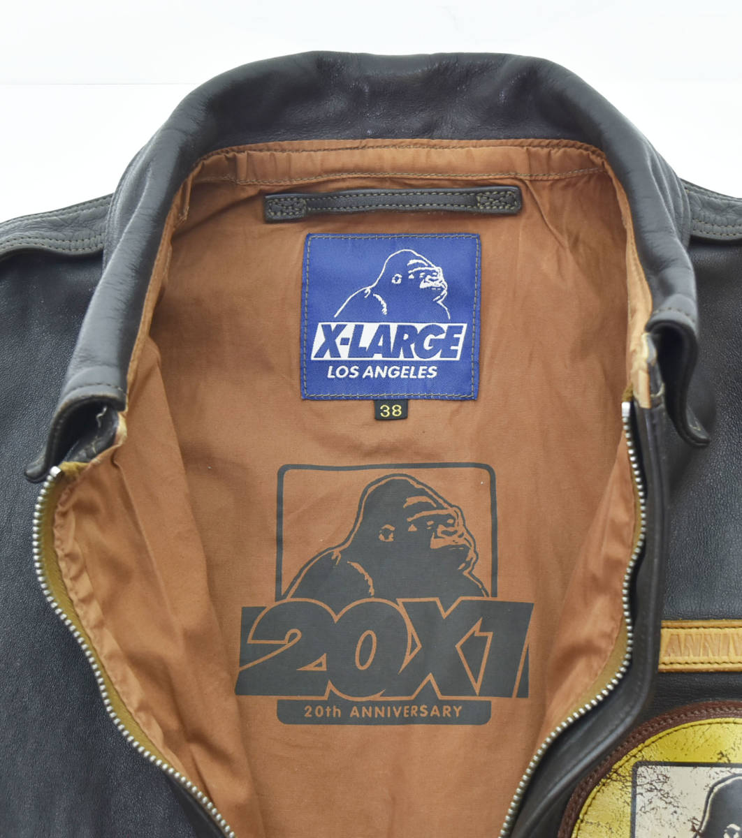 ☆ TOYS McCOY トイズマッコイ X-LARGE 20TH ANNIVERSARY A2 JACKET 50着限定 レザー フライトジャケット 0114514 size38 茶 ブラウン 103_画像5